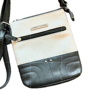 Small Crossbody bag | Adjustable Strap| Two Tone Black/Cream - Stone Mountain